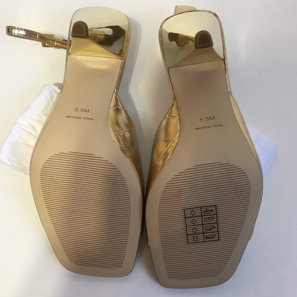 Michael Kors Gold Electra Sandal Heels, Women's 5.5, NWOT - Picture 12 of 16